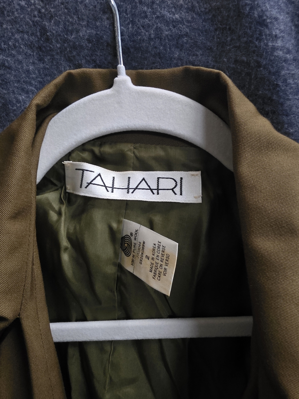 Tahari Olive Green Double-Breasted Trench Coat - Picture 5 of 5